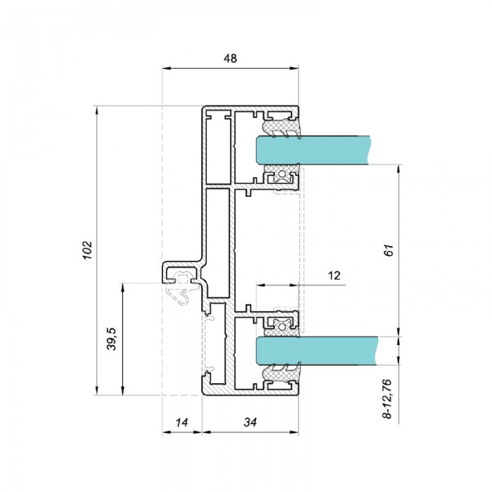 Double Glazed Partition To Door Frame Profile - Black