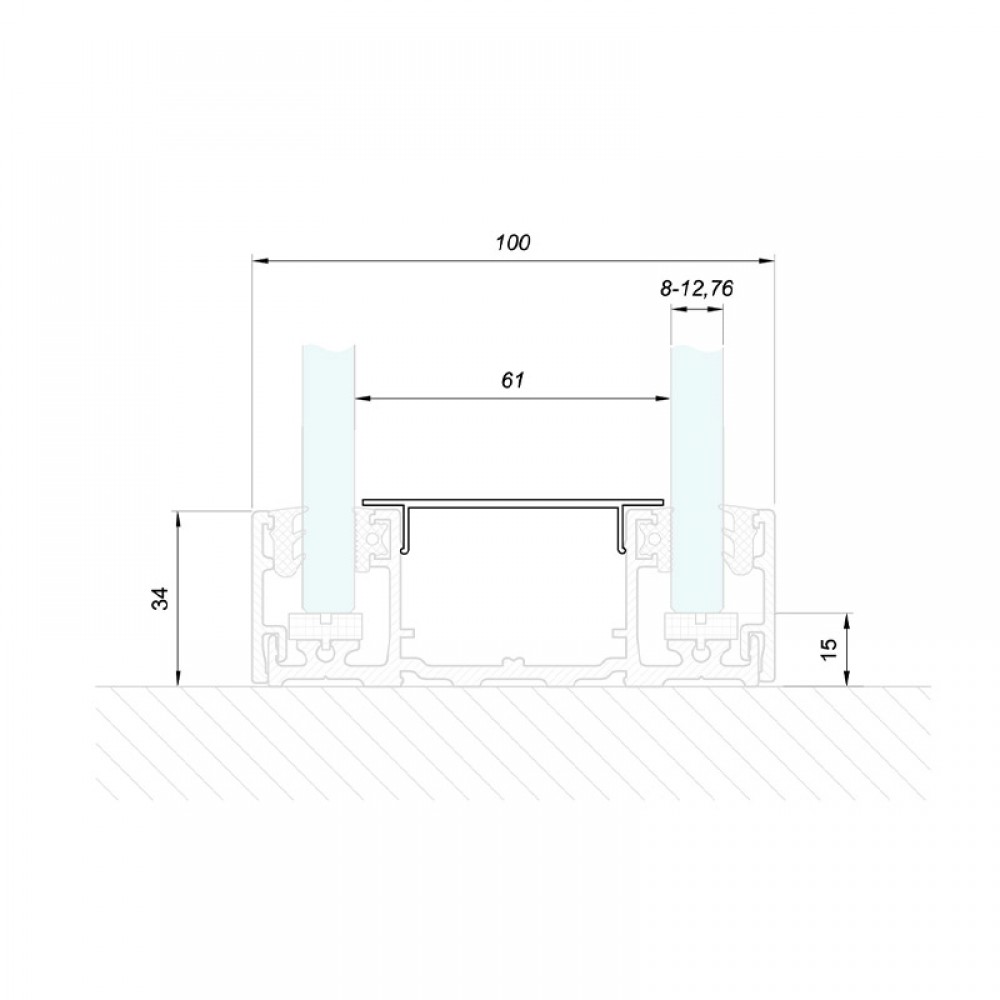 Double Glazed Centre Cover - Silver Anodised