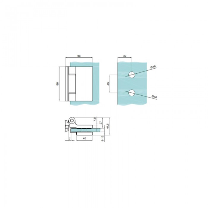 Loft Style Dynamik Door Hinge - Black - 8mm Glass