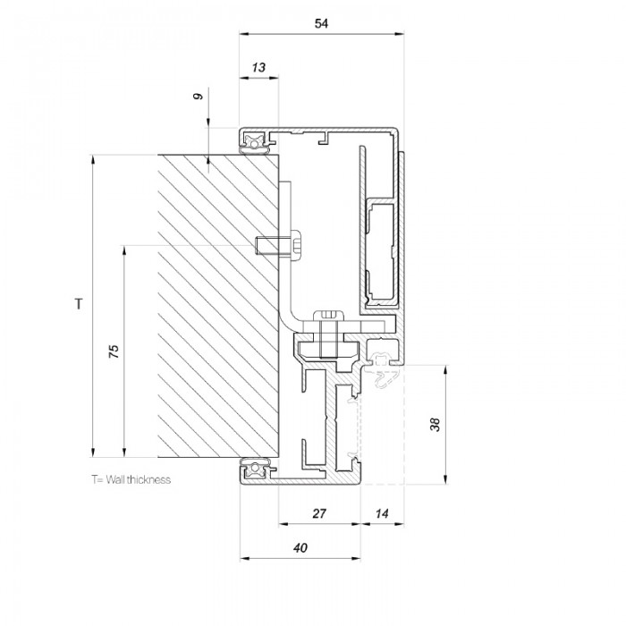 160 - 195mm Stud To Glass Door Frame - Anodised