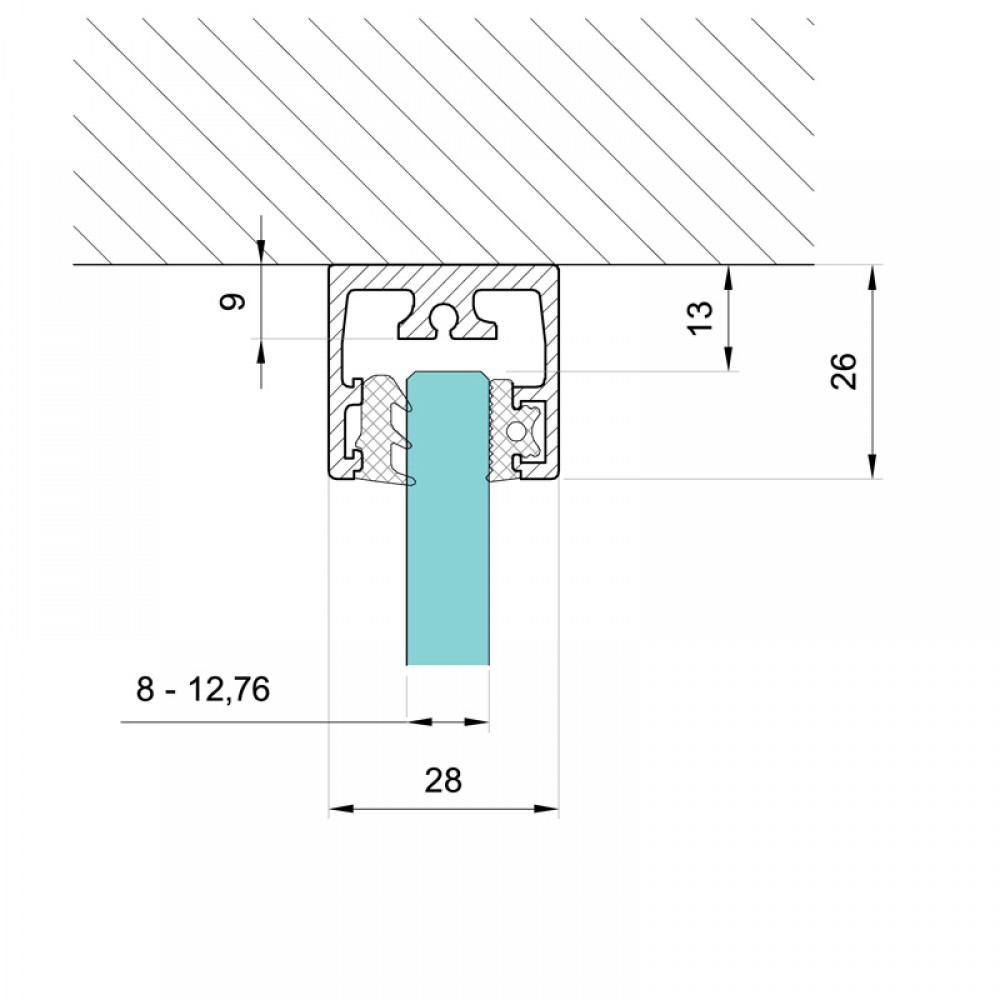 26 x 28mm Top Track  - Black