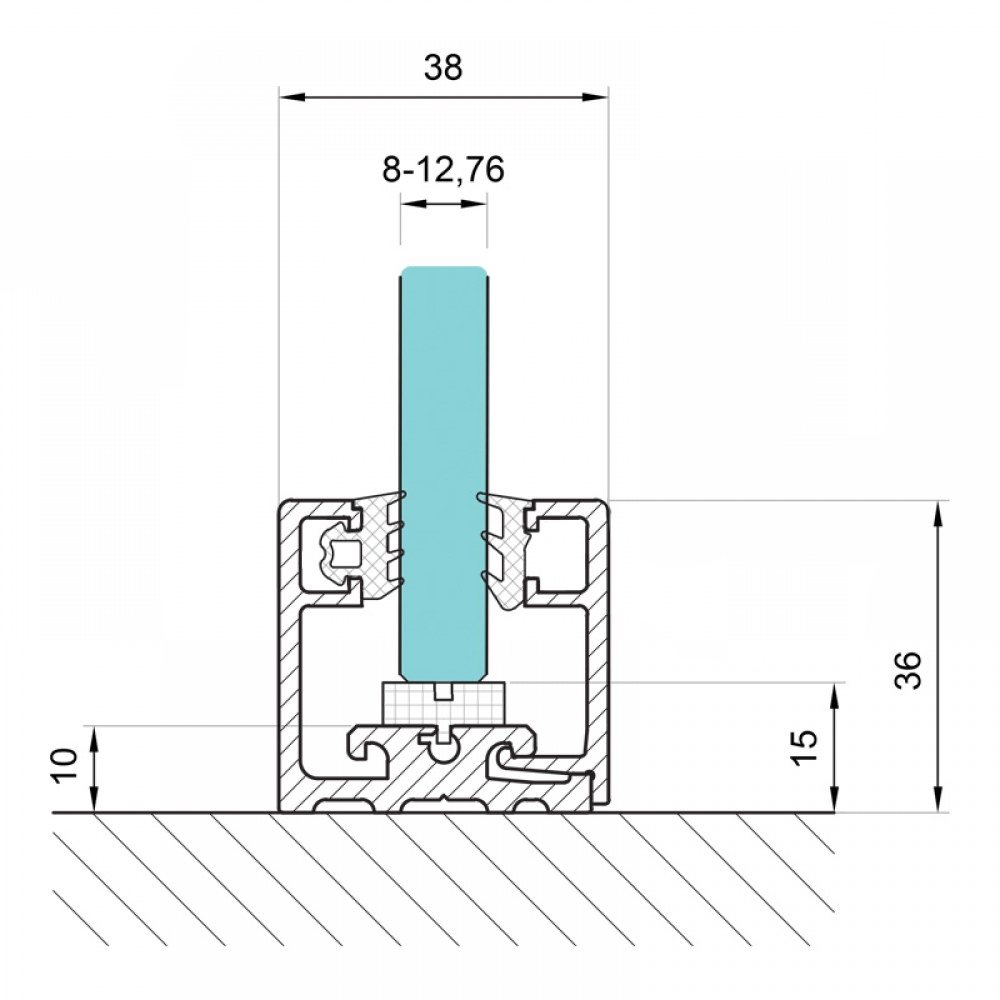 36 x 38mm Base Profile & Cover  - Black