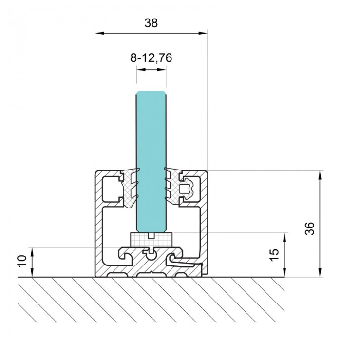 36 x 38mm Base Profile & Cover  - Anodised