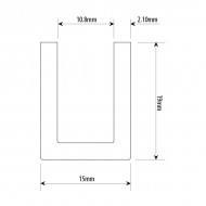 15mm Satin Brass U Channel for 10mm Thick Glass