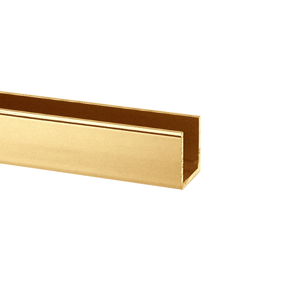 15mm Satin Brass U Channel for 10mm Thick Glass