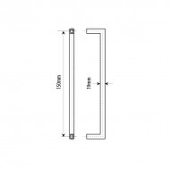 150mm Door Handle 19mm Square Tube  Brushed Stainless