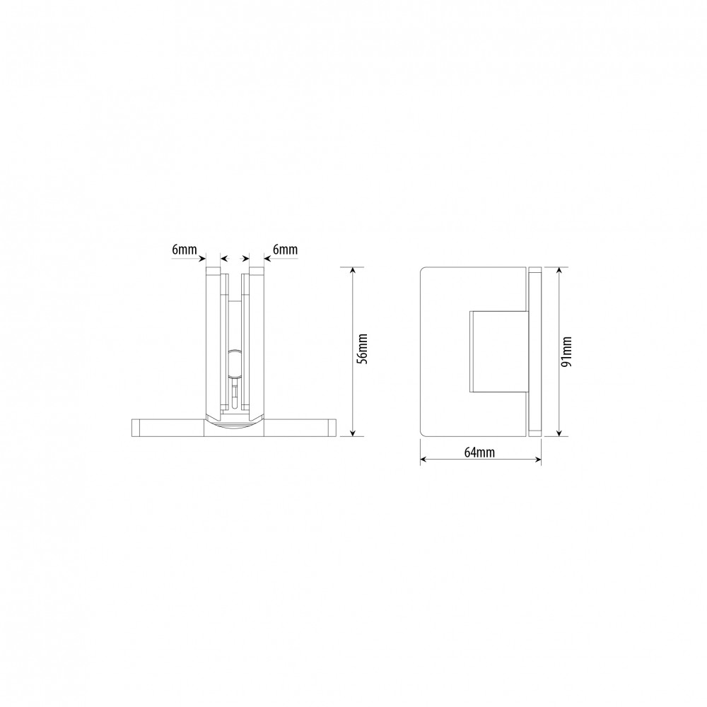 Amazon Range Wall To Glass Shower Hinge - Matt Black