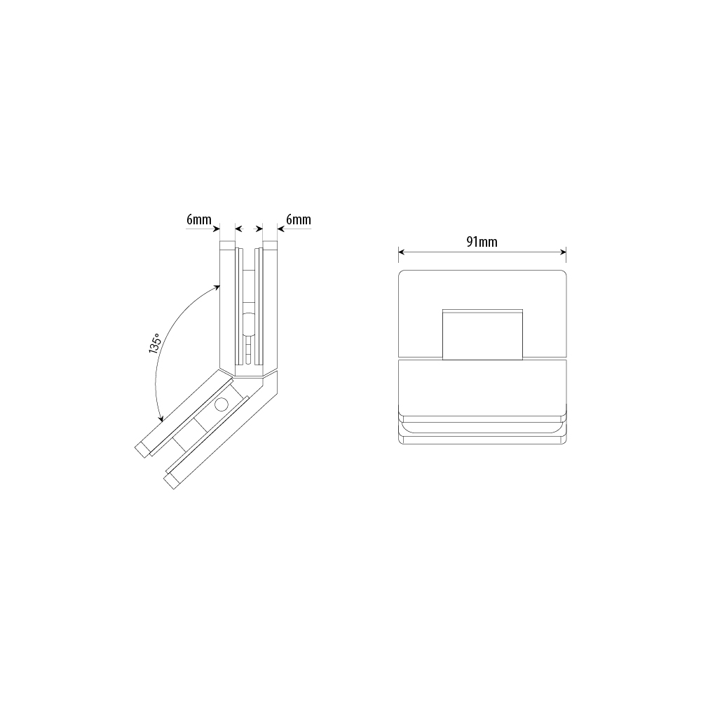 135 deg Amazon Glass 2 Glass Shower Hinge - Brushed Nickel