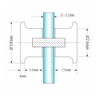 38mm x 20mm Shower Door Knob - Polished Chrome