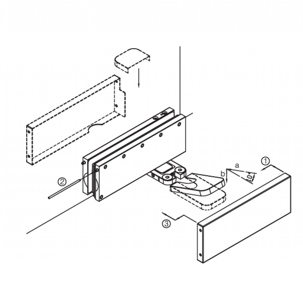 Hydraulic Bottom Patch Door Kit Incl. Top Patch & Pivot - SS