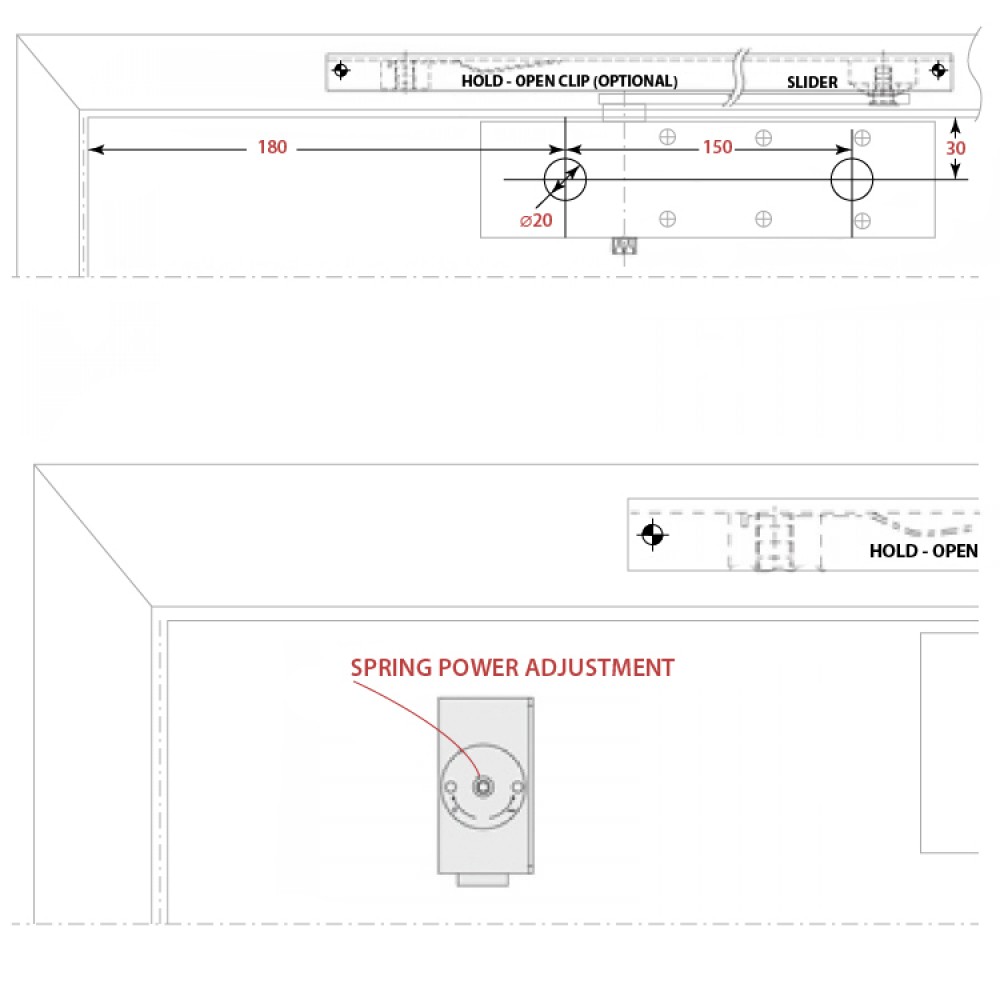 10mm Drilled Fixing Plate For Overhead Closer