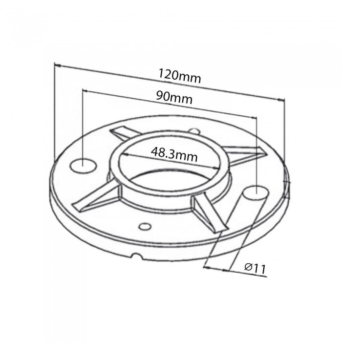 120mm Floor Flange for Tube 48.3mm - 316 SS