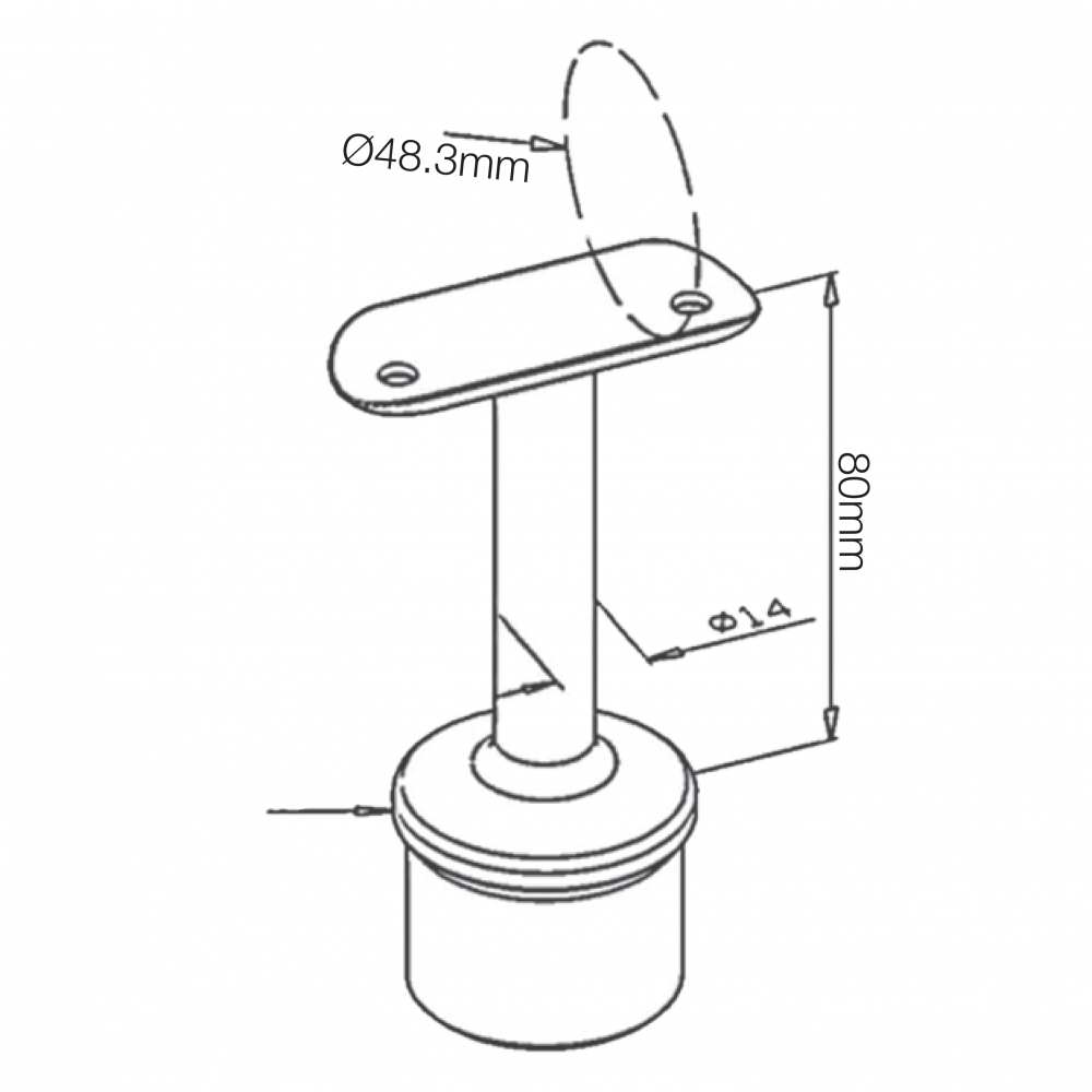 180 Degree Handrail Bracket for Tube 48.3mm - 2.0mm - 316SS