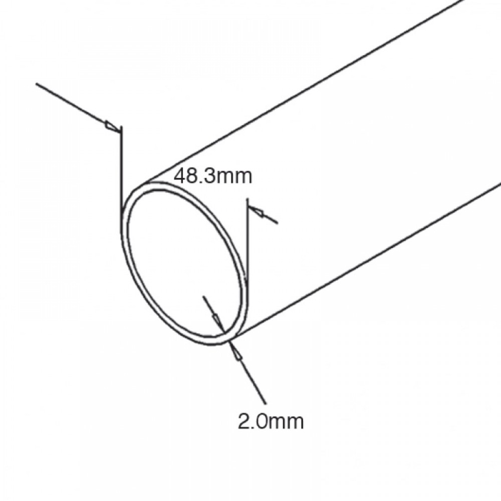 Railing Tube 48.3mm x 2.0mm - 316SS - Per Metre