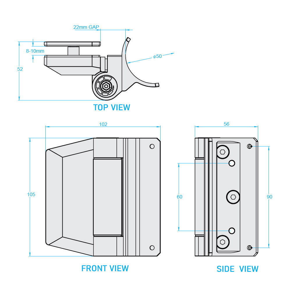 Glass to Post Gate Hinge 8-12mm Glass - Satin Stainless