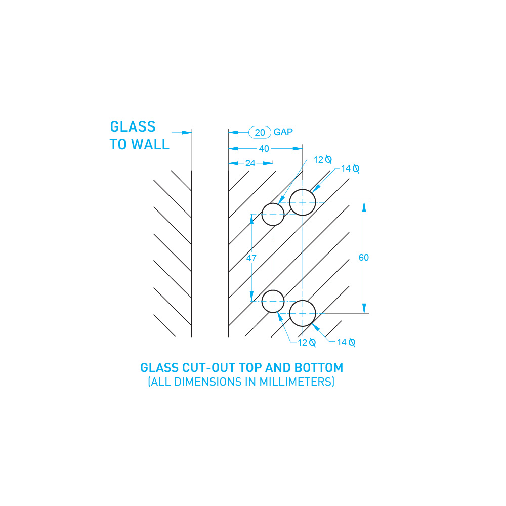 Glass to Wall Gate Hinge 8-12mm Glass - Black