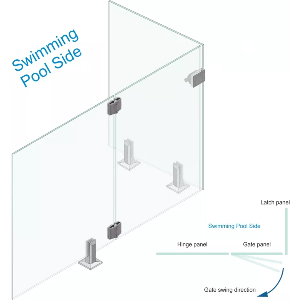 90 Degree Glass To Glass Latch Bracket - Satin Stainless