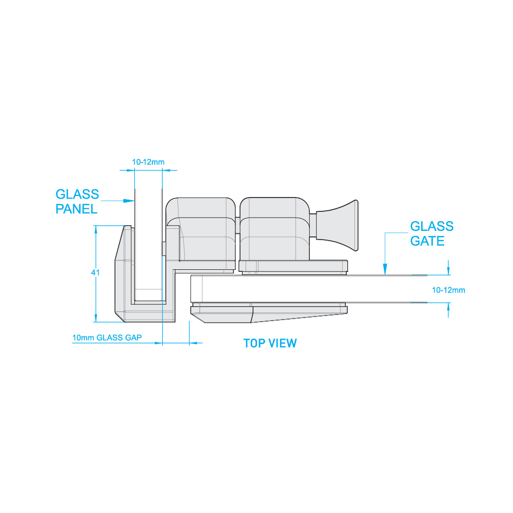 90 Degree Glass To Glass Latch Bracket - Black