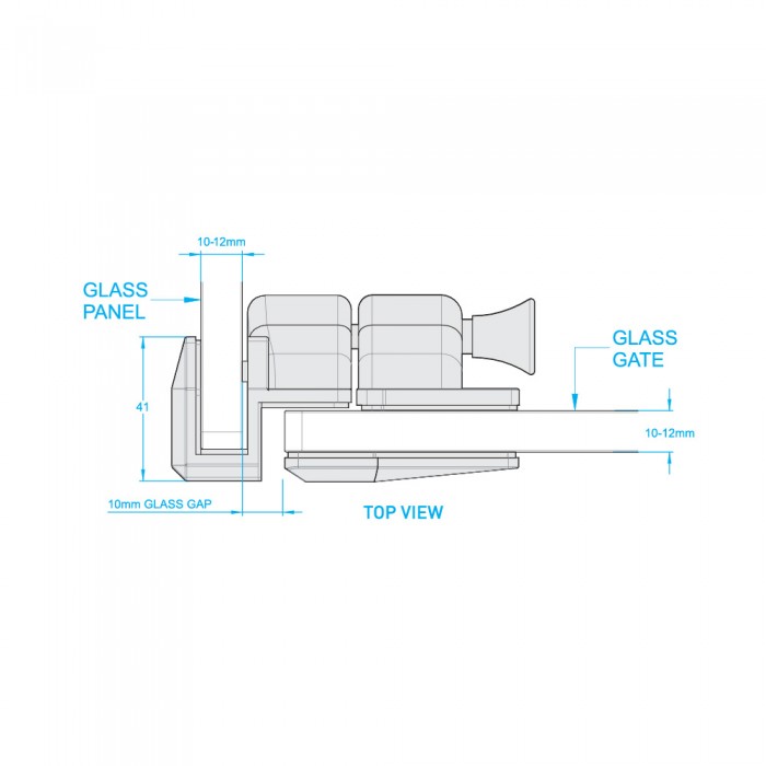 90 Degree Glass To Glass Latch Bracket - Satin Stainless