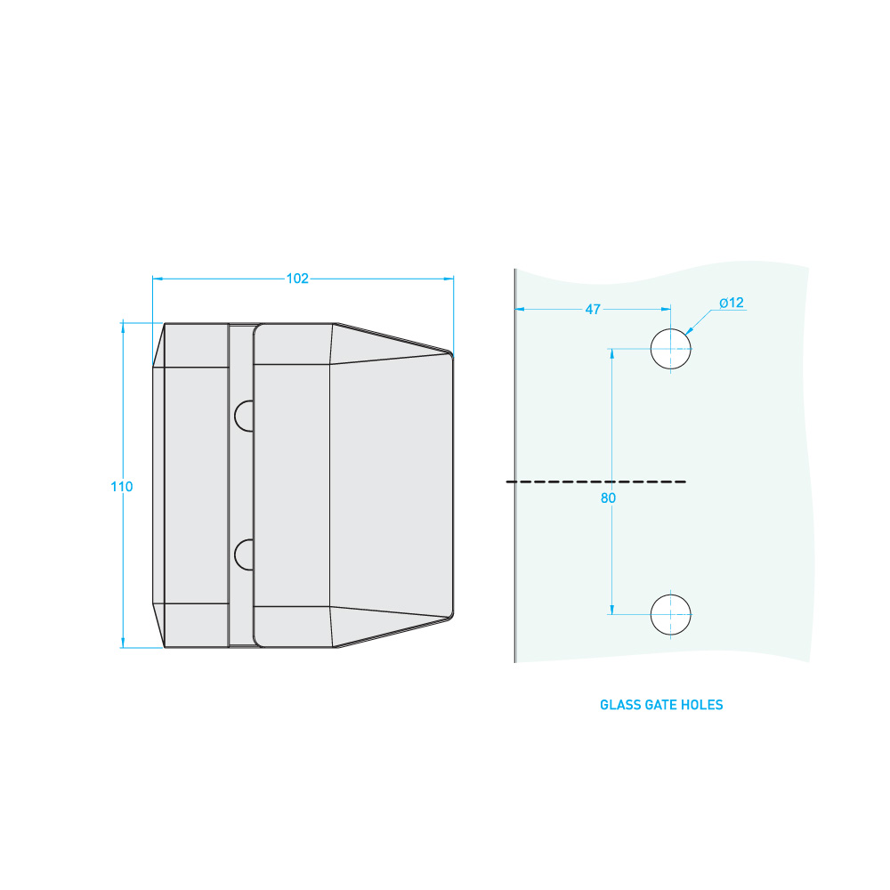 90 Degree Glass To Glass Latch Bracket - Satin Stainless