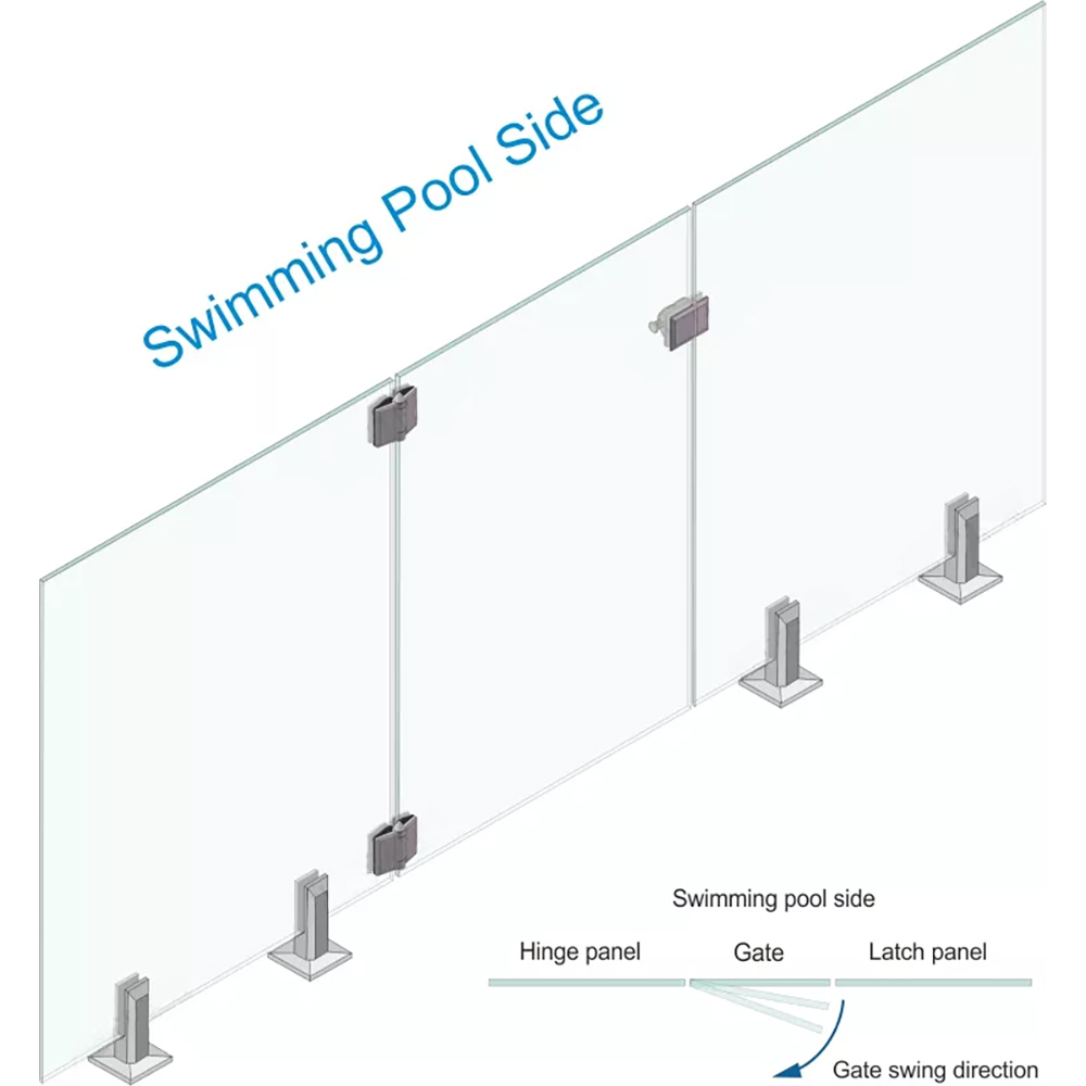 180 Degree Glass To Glass Latch Bracket - Satin Stainless