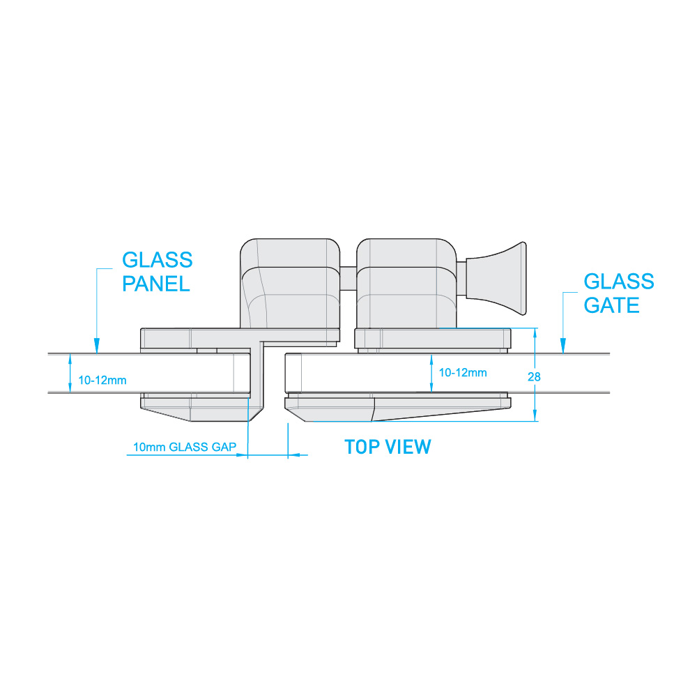 180 Degree Glass To Glass Latch Bracket - Satin Stainless