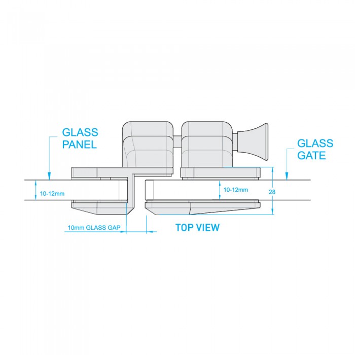 180 Degree Glass To Glass Latch Bracket - Black