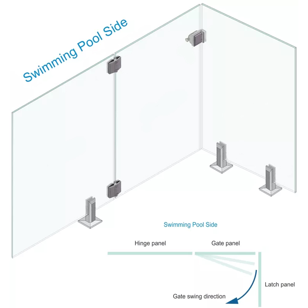 Glass To Wall Gate Latch - Satin Stainless