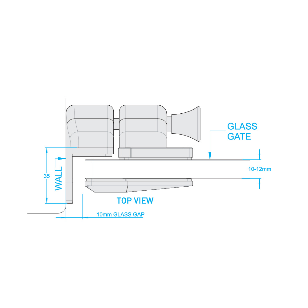 Glass To Wall Gate Latch - Satin Stainless