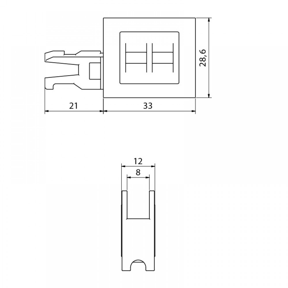 Alum. Sliding Track Finger Pull - Open