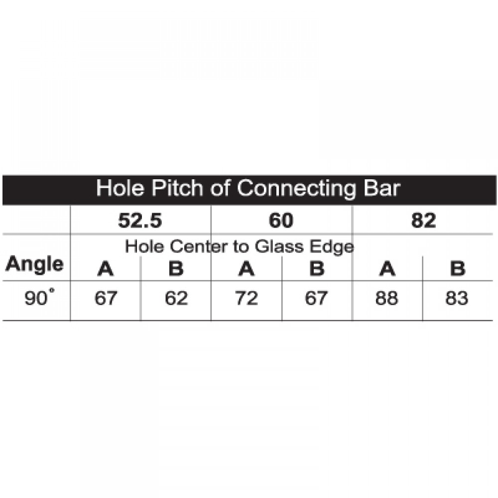 Glass to Wall Partition Bracket (82mm Bar)