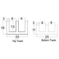 6mm Heavy Duty Plastic Sliding Track Top Black 2Mtr