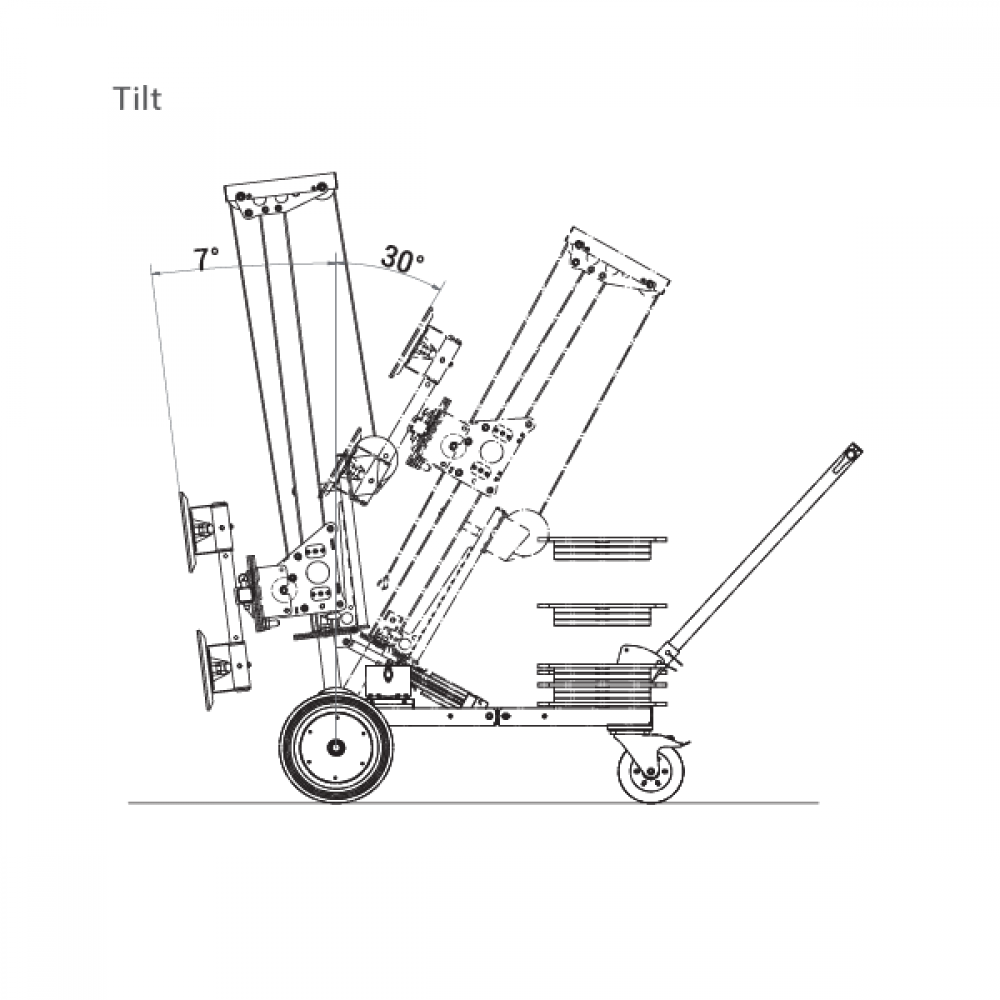 250kg Glass Mounting Device Inc Hand Winch & Side Shift