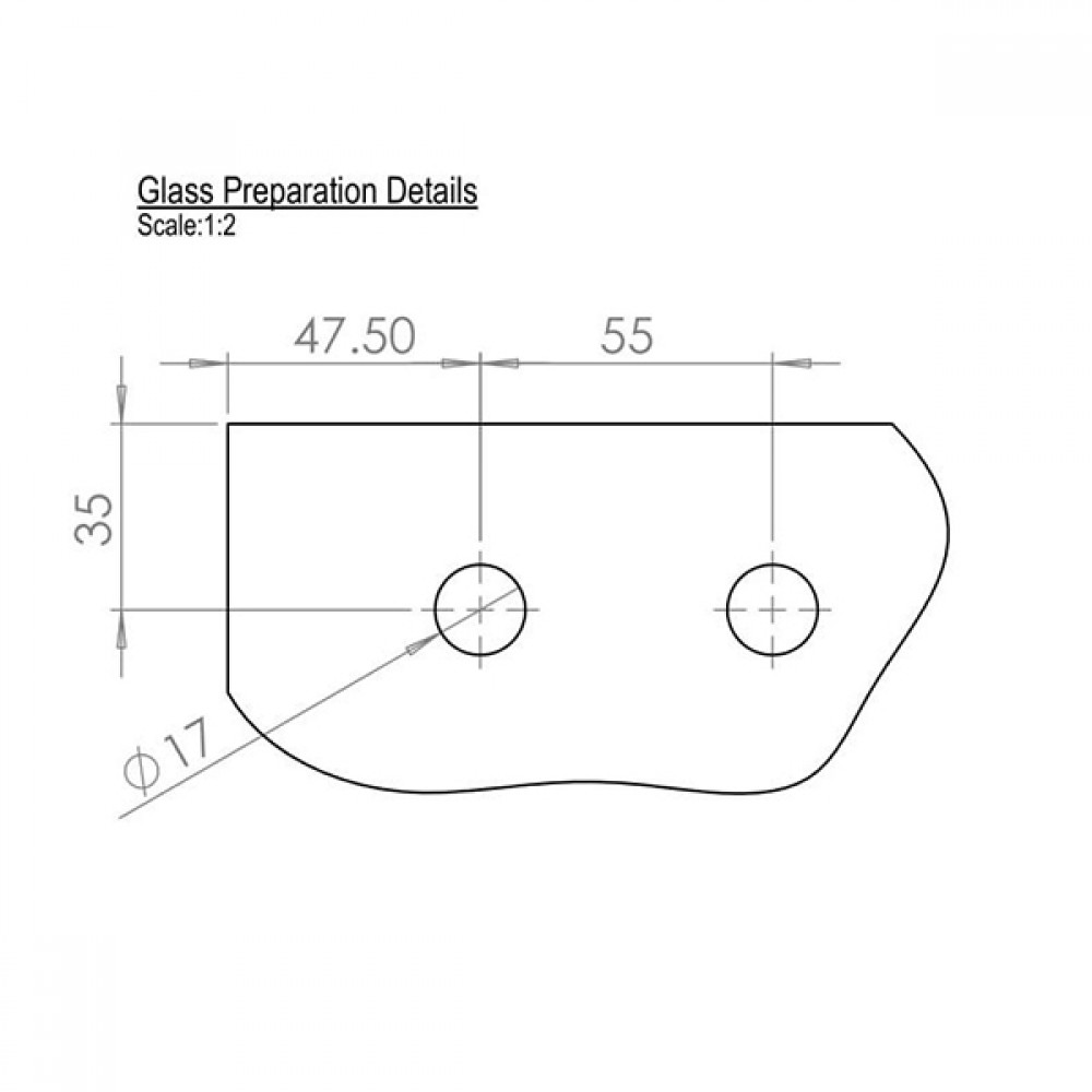 Offset Top Pivot To Suit 10-12mm Thick Glass - SS - Left