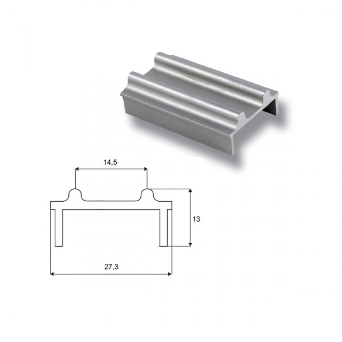 Vitrine Alum. Sliding Track - High Bottom Profile