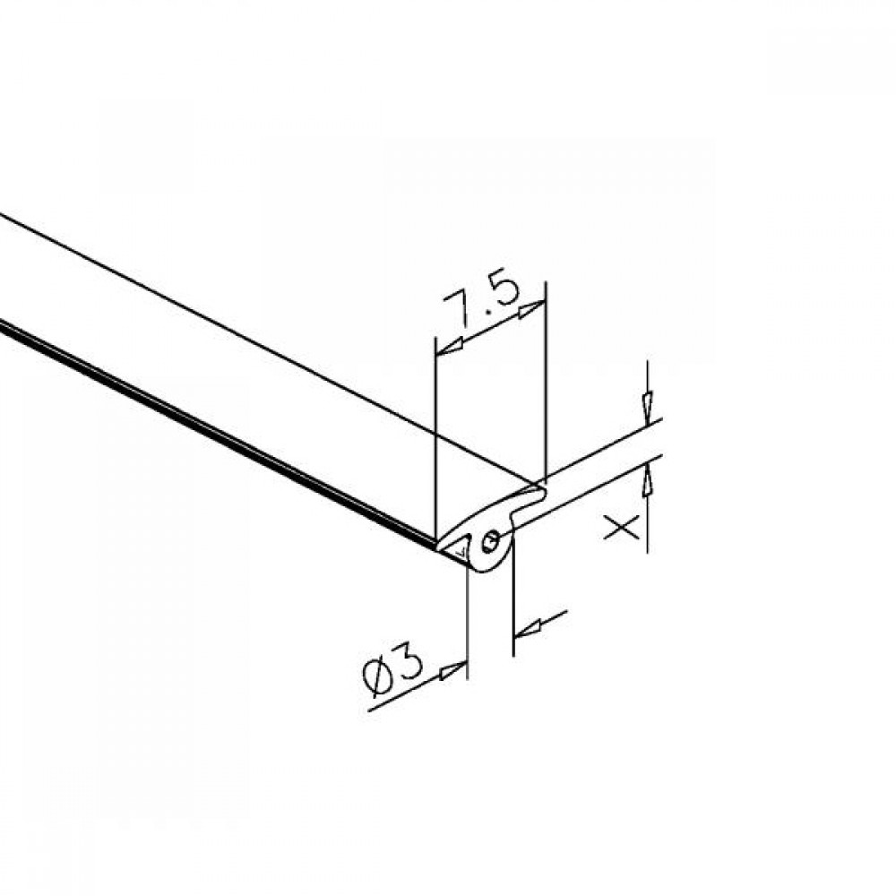 8mm Glass Bottom Rubber Gasket for Shelf Profile