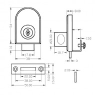 Non Drill Glass Door Lock Gold