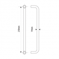 250mm Door Handle 19mm Dia. Polished Chrome