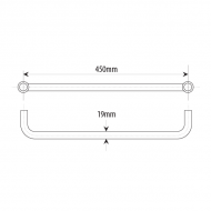 450mm Towel Bar 19mm Dia. Polished Chrome