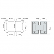 Shannon SQ Range - 180 Degree Glass To Glass Hinge - Black