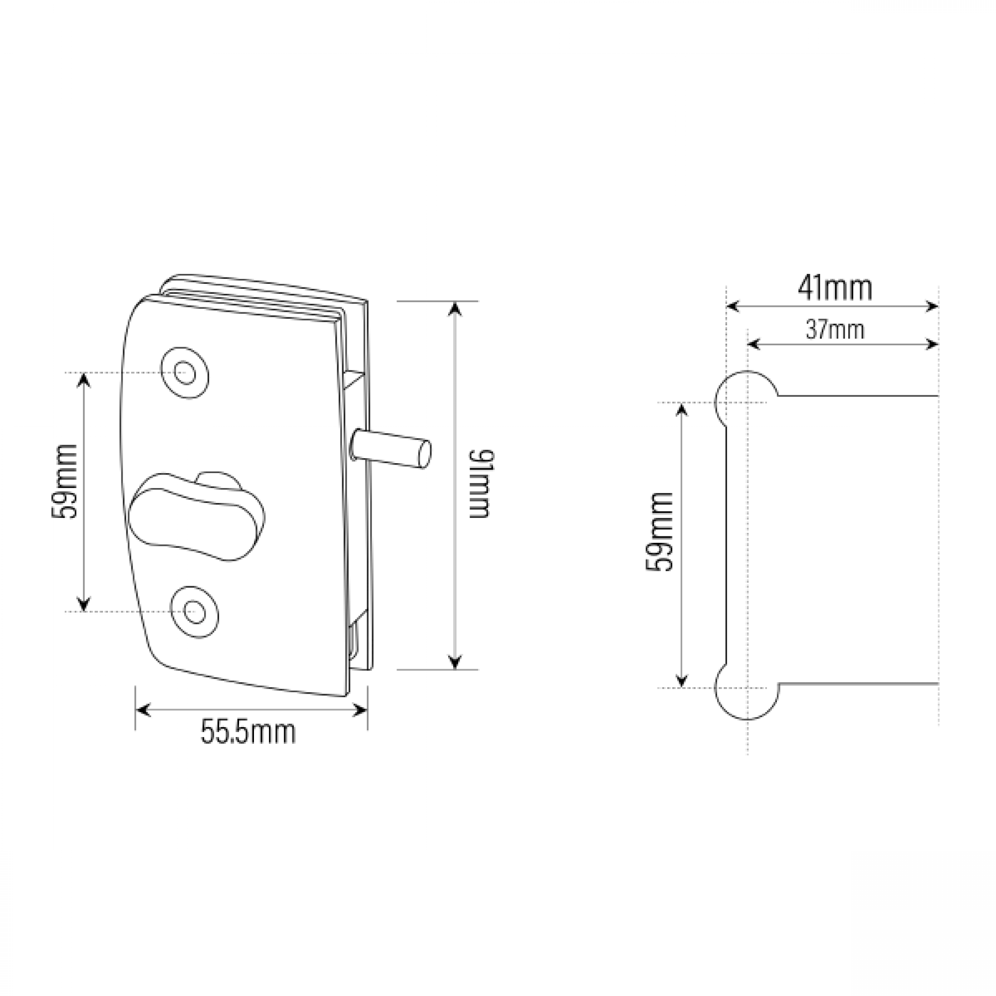 Indicator Lock With Receiver Glass To Wall Chrome