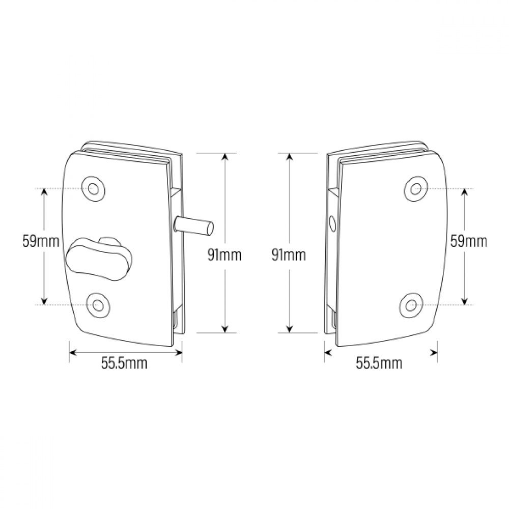 Indicator Lock with  Receiver - Glass to Glass - Chrome