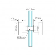 35mm x 25mm Square Shower Door Knob - Polished Chrome