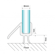 Bottom Wipe With Drip Rail - 8mm Glass