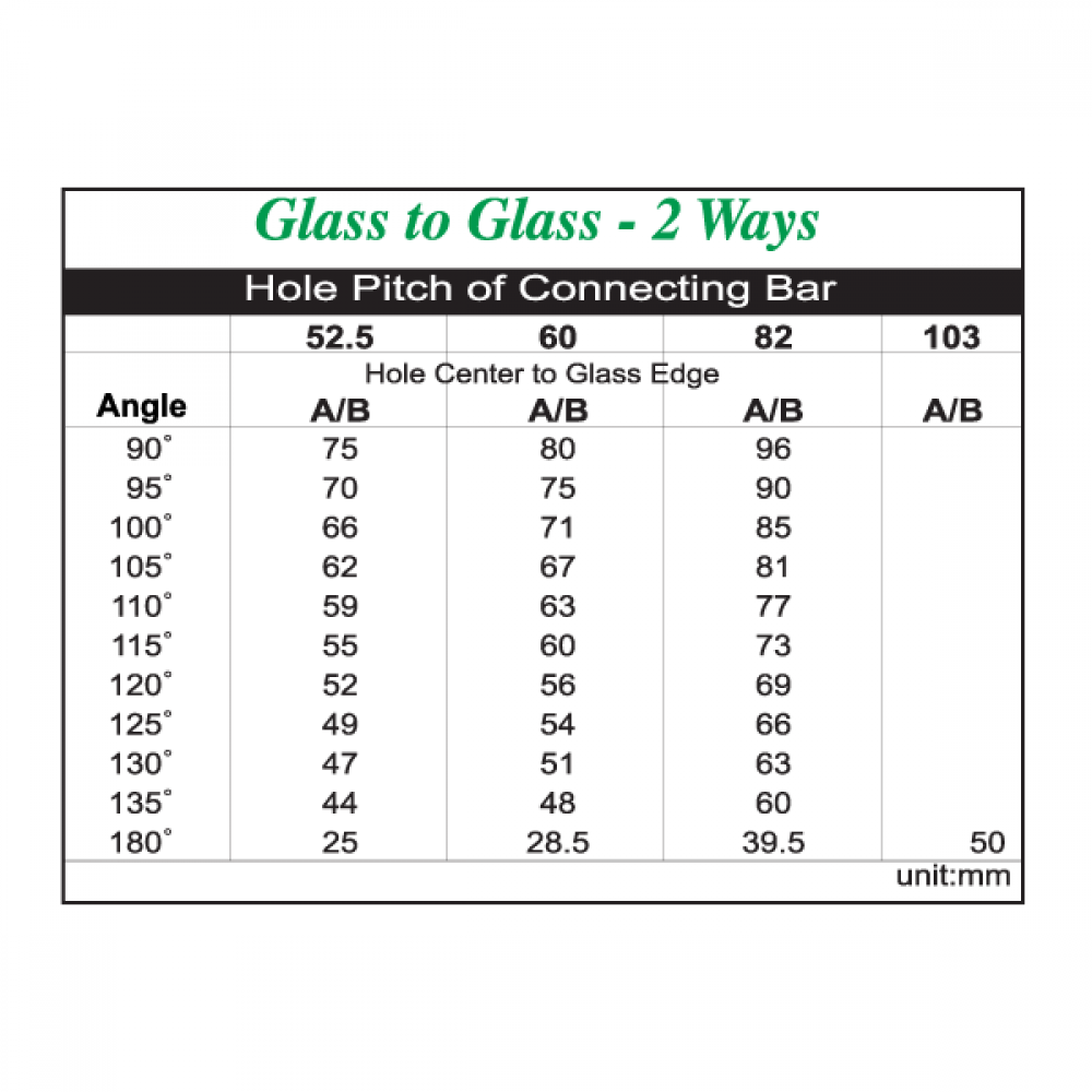 Glass to Glass Partition Bracket (82mm Bar)