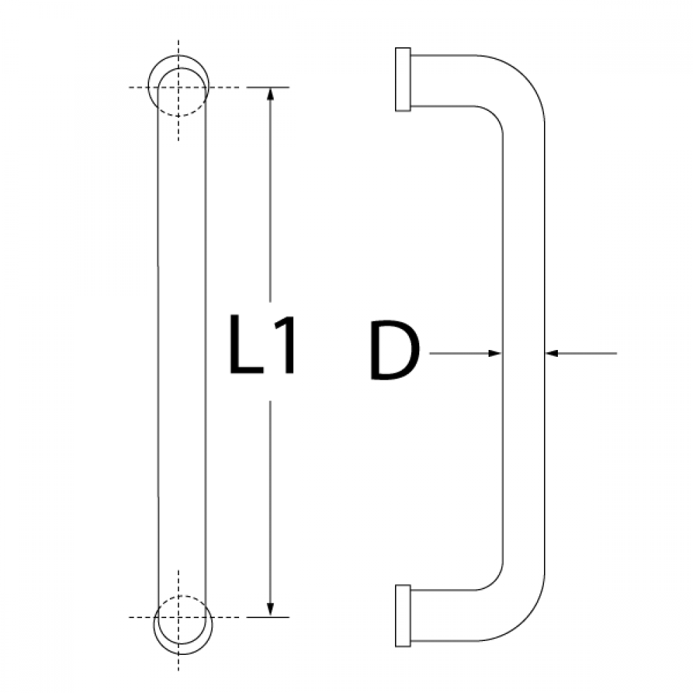 450mm x 32mm Dia. Door Handle - Satin Stainless