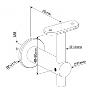 Wall to handrail bracket - Flat