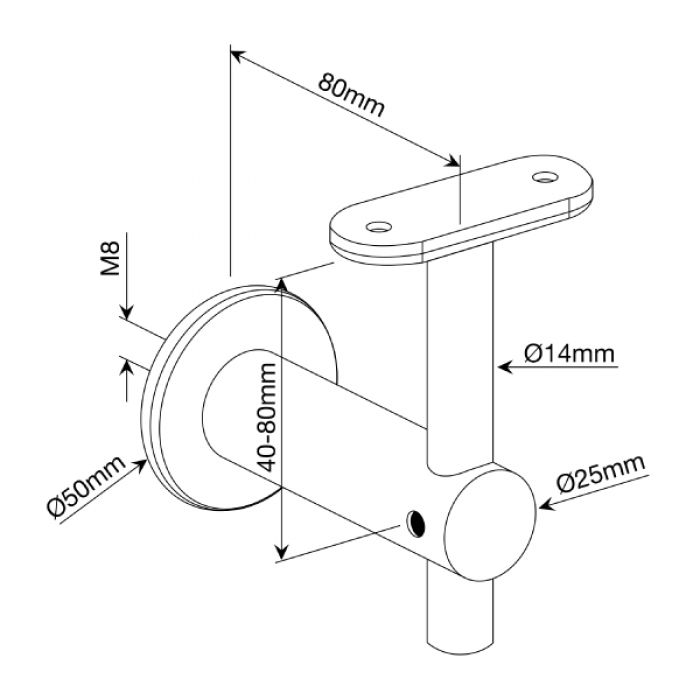 Wall to handrail bracket - Flat