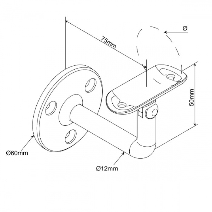 Wall to Handrail Bracket for Tube 48.3mm