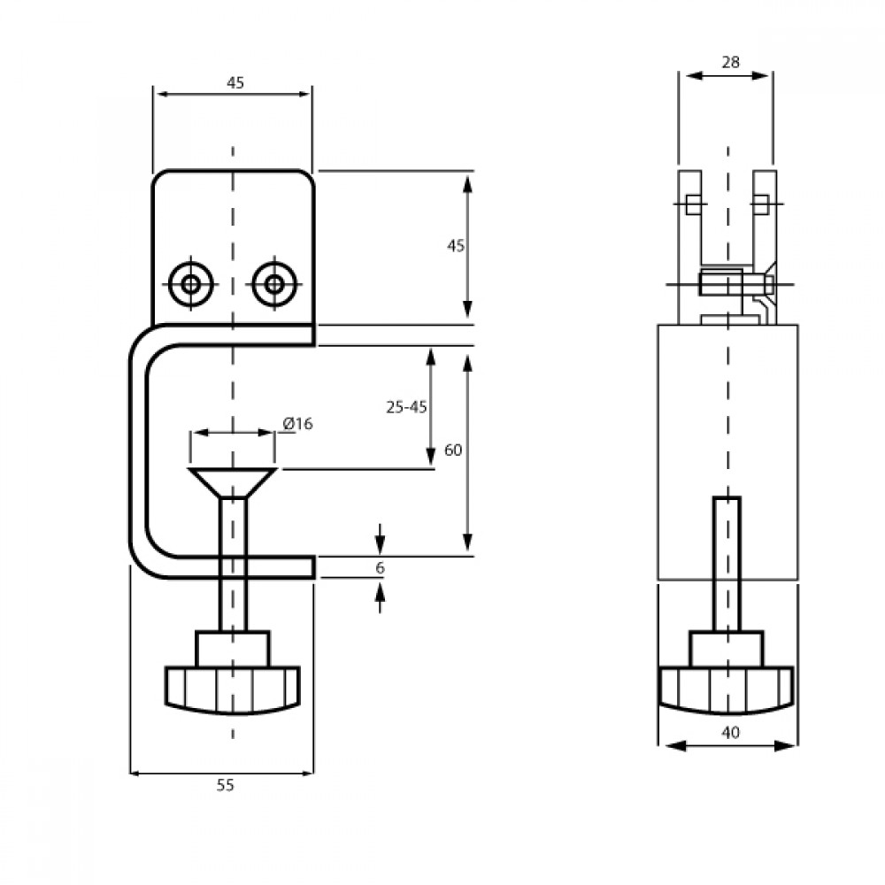 Stainless Steel Desk Partition Clamp - 6/8/10mm Thick Glass